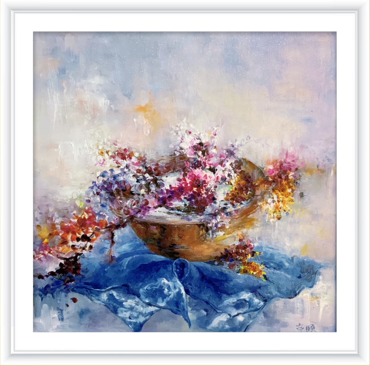 中式治愈原创油画，东方色彩疗愈挂画，茶室庭院空间软装搭配，亭颐原创手绘作品｜情绪疗愈｜艺术疗愈