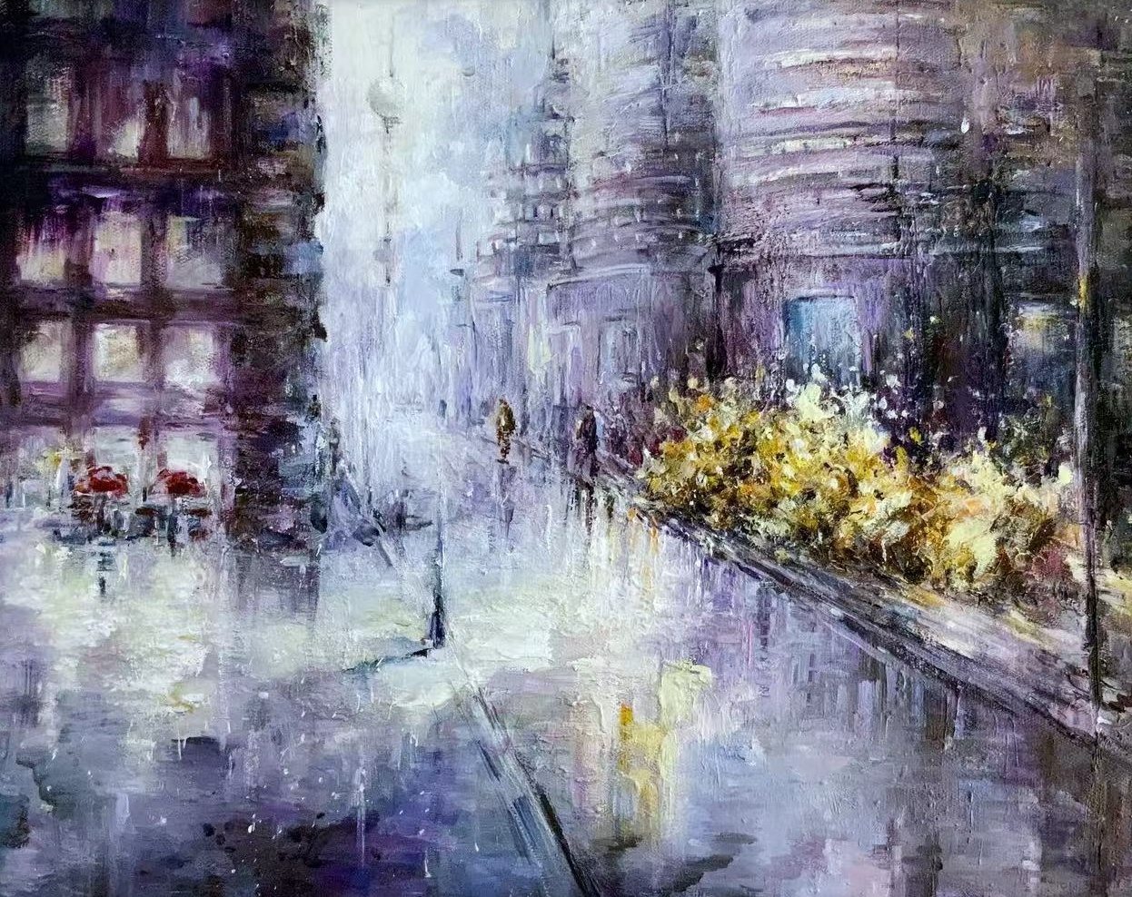 中式治愈原创油画，东方色彩疗愈挂画，茶室庭院空间软装搭配，亭颐原创手绘作品｜情绪疗愈｜艺术疗愈