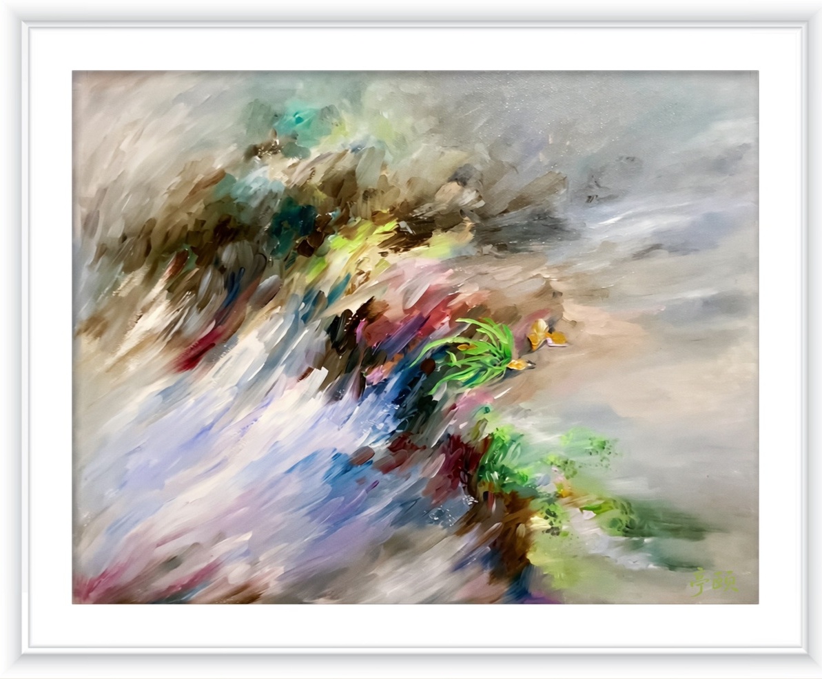 中式治愈原创油画，东方色彩疗愈挂画，茶室庭院空间软装搭配，亭颐原创手绘作品｜情绪疗愈｜艺术疗愈